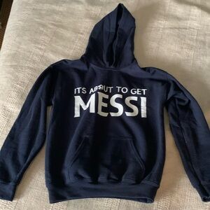 Youth large navy Messi hoodie Gildan